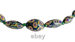 Vintage Murano Venetian Millefiori Glass Bead Necklace Murano Italy