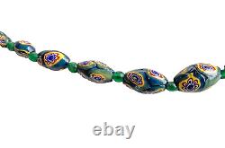 Vintage Murano Venetian Millefiori Glass Bead Necklace Murano Italy