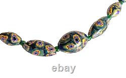 Vintage Murano Venetian Millefiori Glass Bead Necklace Murano Italy