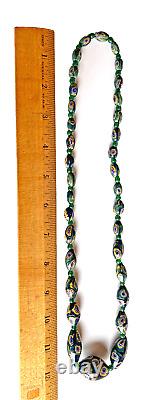 Vintage Murano Venetian Millefiori Glass Bead Necklace Murano Italy