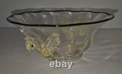 Vintage Murano Venetian Winged Dragon Art Glass Bowl 1561