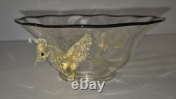 Vintage Murano Venetian Winged Dragon Art Glass Bowl 1561