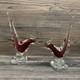 Vintage Murano Venetian glass bird figurines Red/ Burgundy handcrafted in Italy