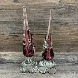 Vintage Murano Venetian glass bird figurines Red/ Burgundy handcrafted in Italy