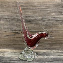 Vintage Murano Venetian glass bird figurines Red/ Burgundy handcrafted in Italy
