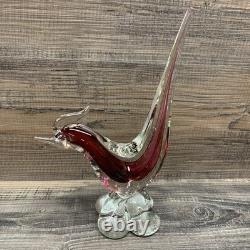 Vintage Murano Venetian glass bird figurines Red/ Burgundy handcrafted in Italy