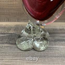 Vintage Murano Venetian glass bird figurines Red/ Burgundy handcrafted in Italy