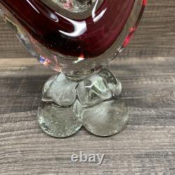 Vintage Murano Venetian glass bird figurines Red/ Burgundy handcrafted in Italy