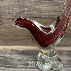 Vintage Murano Venetian glass bird figurines Red/ Burgundy handcrafted in Italy