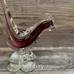 Vintage Murano Venetian glass bird figurines Red/ Burgundy handcrafted in Italy