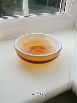 Vintage Murano Venini Amber Opalescent signed Art Glass Bowl C1960's