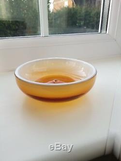 Vintage Murano Venini Amber Opalescent signed Art Glass Bowl C1960's