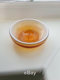 Vintage Murano Venini Amber Opalescent signed Art Glass Bowl C1960's