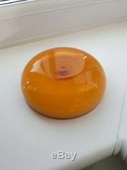 Vintage Murano Venini Amber Opalescent signed Art Glass Bowl C1960's