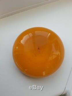 Vintage Murano Venini Amber Opalescent signed Art Glass Bowl C1960's