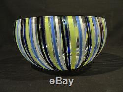 Vintage Murano Venini Italian Art Glass Canne Vase Striped Bowl