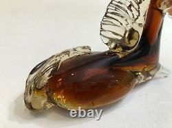 Vintage Murano Vetreria G. Campanella Art Glass Amber Horse Figurine, 6 1/2 L
