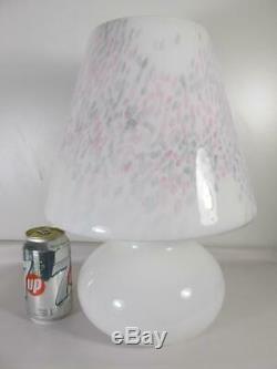 Vintage Murano Vetri Art Glass Pink Grey Confetti Table Lamp 15 1/4 Inches