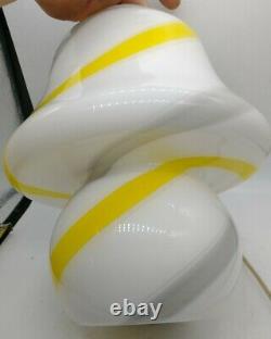 Vintage Murano Vetri Italian Glass Mushroom Lamp, white, grey, Yellow handmade
