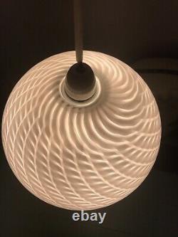 Vintage Murano Vetri Venini Classic Swirl Pattern Glass Lampshade in White