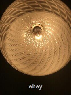Vintage Murano Vetri Venini Classic Swirl Pattern Glass Lampshade in White