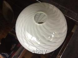 Vintage Murano Vetri Venini Classic Swirl Pattern Glass Lampshade in White No. 2
