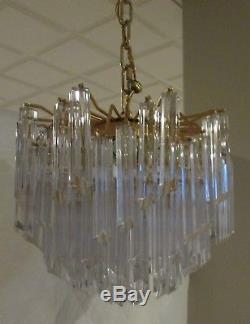 Vintage Murano Vinini Glass Crystal Tier Chandelier 87 Prism 4 Sided