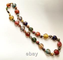 Vintage Murano Wedding Cake Bead & Aventurine Bead Necklace Stunning 23