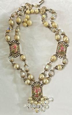 Vintage Murano Wedding Cake Necklace Venetian Glass Estate Jewelry Art Deco Pink