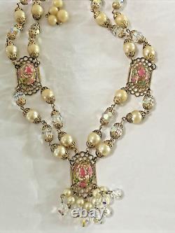 Vintage Murano Wedding Cake Necklace Venetian Glass Estate Jewelry Art Deco Pink