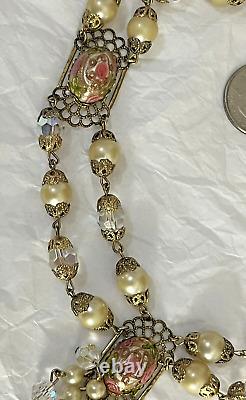 Vintage Murano Wedding Cake Necklace Venetian Glass Estate Jewelry Art Deco Pink