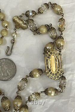 Vintage Murano Wedding Cake Necklace Venetian Glass Estate Jewelry Art Deco Pink