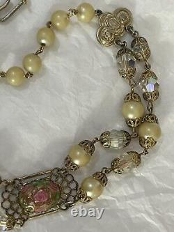 Vintage Murano Wedding Cake Necklace Venetian Glass Estate Jewelry Art Deco Pink