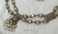 Vintage Murano Wedding Cake Necklace Venetian Glass Estate Jewelry Art Deco Pink