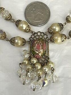 Vintage Murano Wedding Cake Necklace Venetian Glass Estate Jewelry Art Deco Pink