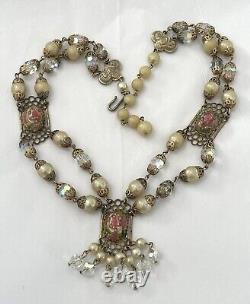 Vintage Murano Wedding Cake Necklace Venetian Glass Estate Jewelry Art Deco Pink