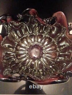 Vintage Murano White Crystal Purple Bowl Made In Italy. Beautiful Collectable