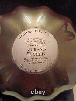 Vintage Murano White Crystal Purple Bowl Made In Italy. Beautiful Collectable