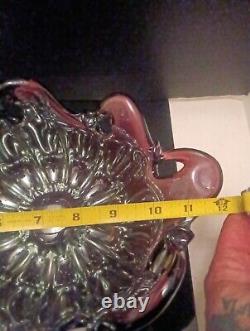 Vintage Murano White Crystal Purple Bowl Made In Italy. Beautiful Collectable