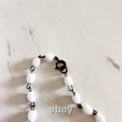 Vintage Murano White Glass Doves & Leaf Necklace & Clip-on Earrings 1950s Italy