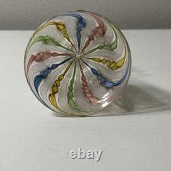 Vintage Murano White Latticino Multi Color Gold Ribbon Art Glass Teacup Saucer