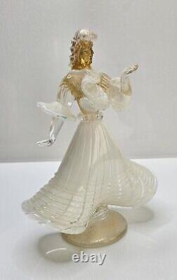 Vintage Murano White and Gold Aventurine Art Glass Victorian Lady Figurine 7