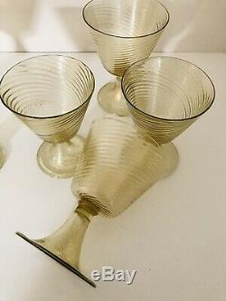 Vintage Murano Wine Goblets Gold Flecks set of 6 Art Glass