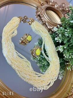 Vintage Murano Yellow Glass Bead Necklace