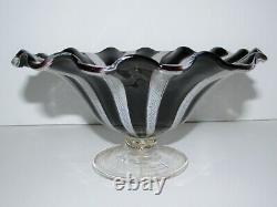 Vintage Murano Zanfirico Latticino Art Glass Footed Bowl 805