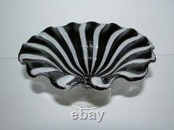 Vintage Murano Zanfirico Latticino Art Glass Footed Bowl 805