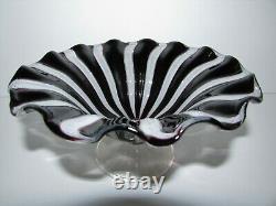 Vintage Murano Zanfirico Latticino Art Glass Footed Bowl 805