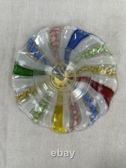 Vintage Murano Zanfirico Latticino Rainbow Footed Glass Bowl