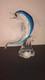 Vintage Murano art glass large sculpture blue dolphin on clear wave 12 high