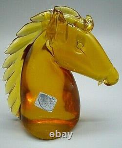 Vintage Murano attrib. Archimede Seguso label glass horse head sculpture SUPERB